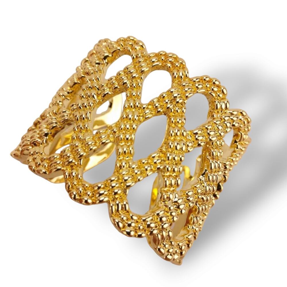 Lilly Pulitzer Cuff Bracelet Open Lattice Gold Tone Wide